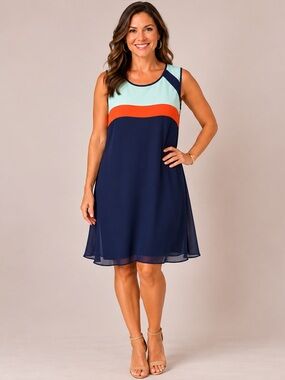 6th & Lane Colorblock Sleeveless Shift Dress Size 16